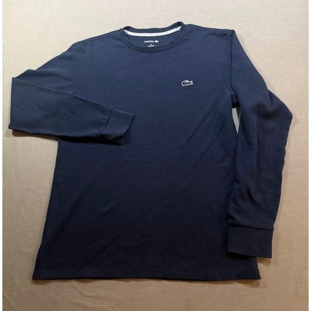 Lacoste Long Sleeve Sleepwear Thermal Shirt Navy Blue Crew Neck Men's‎ XS